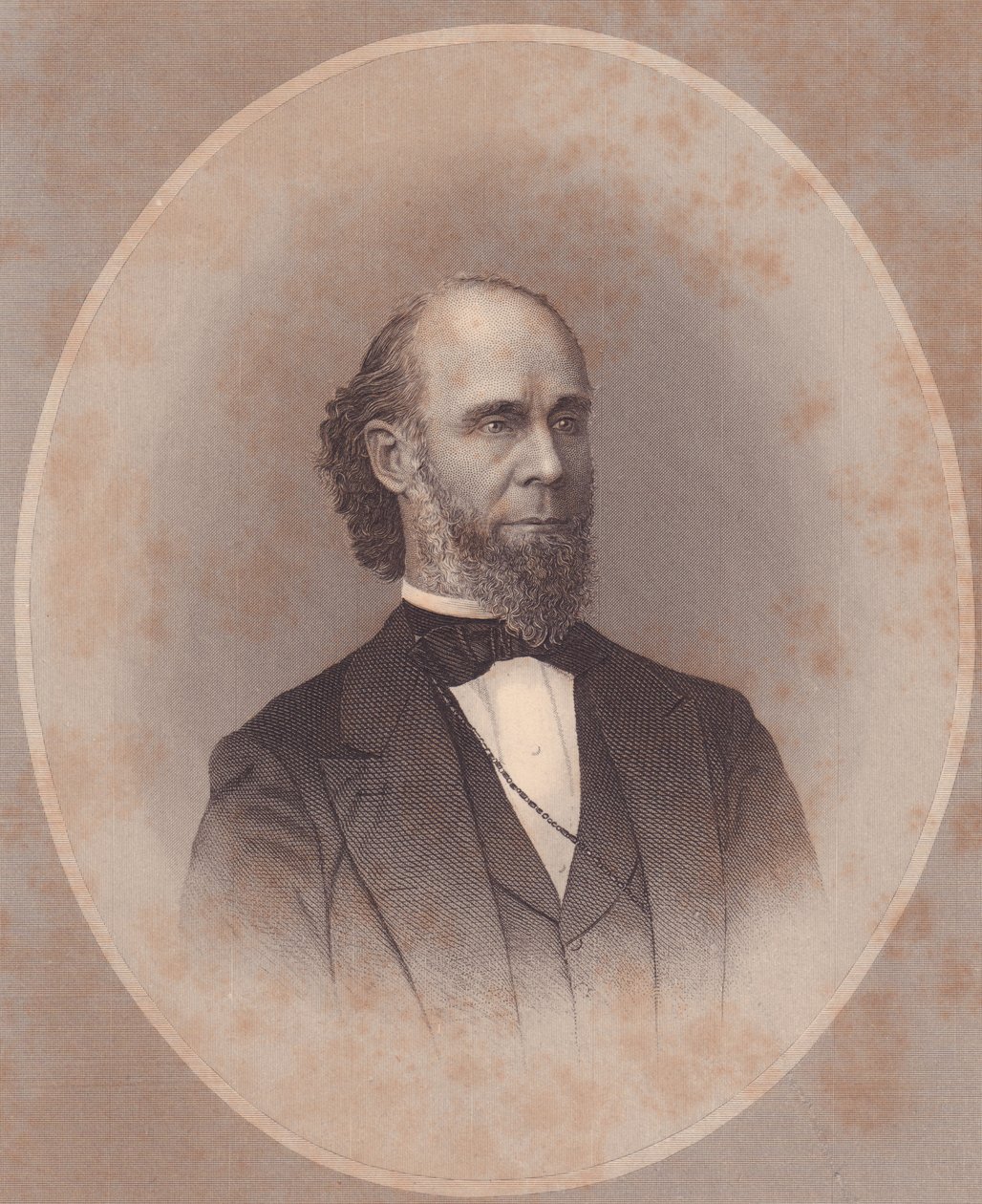 Amerikkalaisen metodistipapin Daniel P Kindlen muotokuva, W Wellstoodin kaiverrus naisten varastosta, Yhdysvalloista, noin 1870 tekijältä J.B. and Brown J. Rowbotham