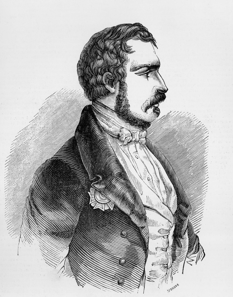 Muotokuva Charles-Louis Napoleon Bonapartesta eli Napoleon III:sta (1808-1873), Ranskan toisen tasavallan presidentistä 1848-1852 ja Ranskan toisen imperiumin keisarista 1852-1870, kaiverrus tekijältä J.B. and Brown J. Rowbotham