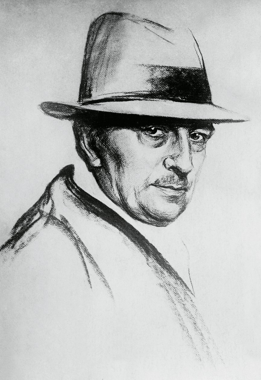 Dario Niccodemin (1874-1934), italialaisen näytelmäkirjailijan ja kirjailijan muotokuva tekijältä J.B. and Brown J. Rowbotham