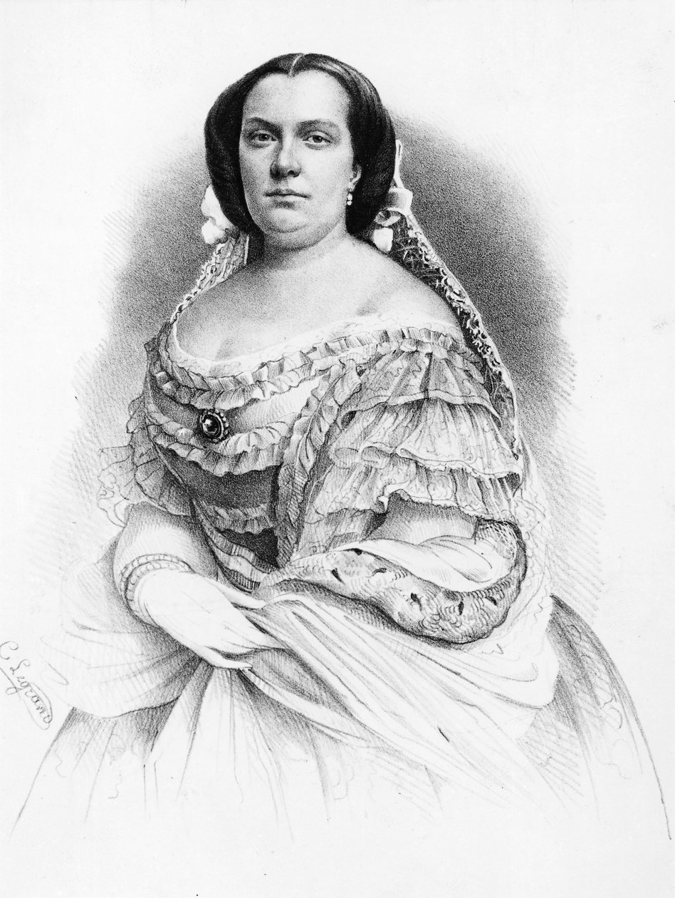 Muotokuva Isabella II:sta Bourbonista (1830-1904), Espanjan kuningattaresta, kaiverrus tekijältä J.B. and Brown J. Rowbotham