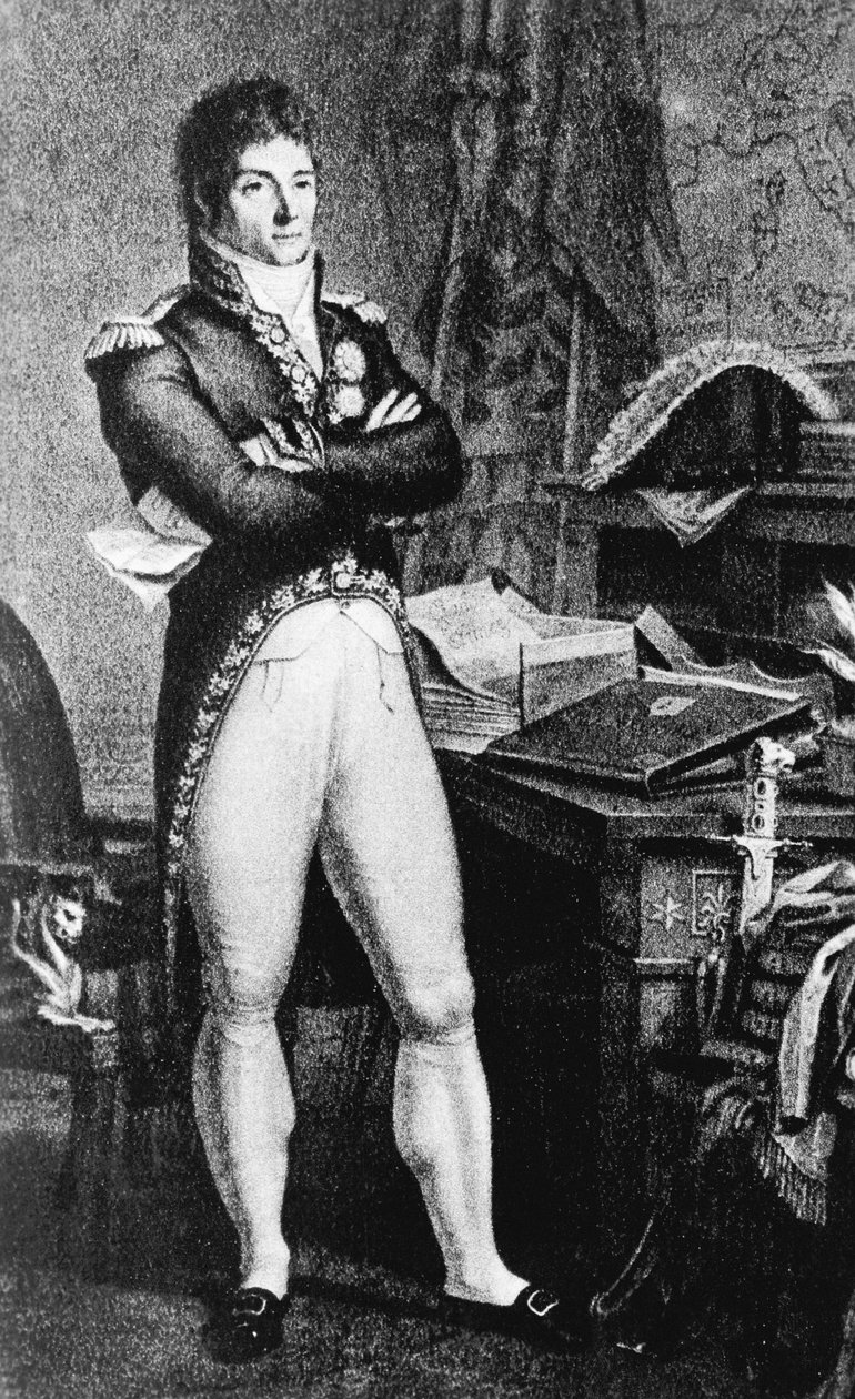 Prinssi Louis-Alexandre Berthierin (1753-1815), ranskalaisen kenraalin, Ranskan marsalkka ja Ranskan ensimmäisen valtakunnan sotaministerin muotokuva, kaiverrus tekijältä J.B. and Brown J. Rowbotham