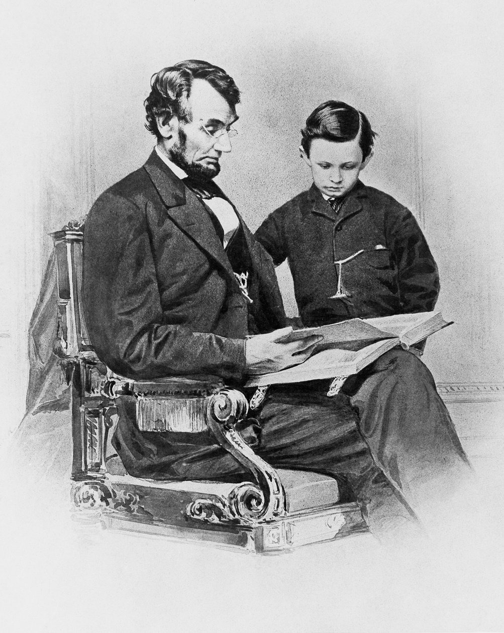 Amerikan yhdysvaltojen presidentti Abraham Lincoln (1809-1865) poikansa Thomas 