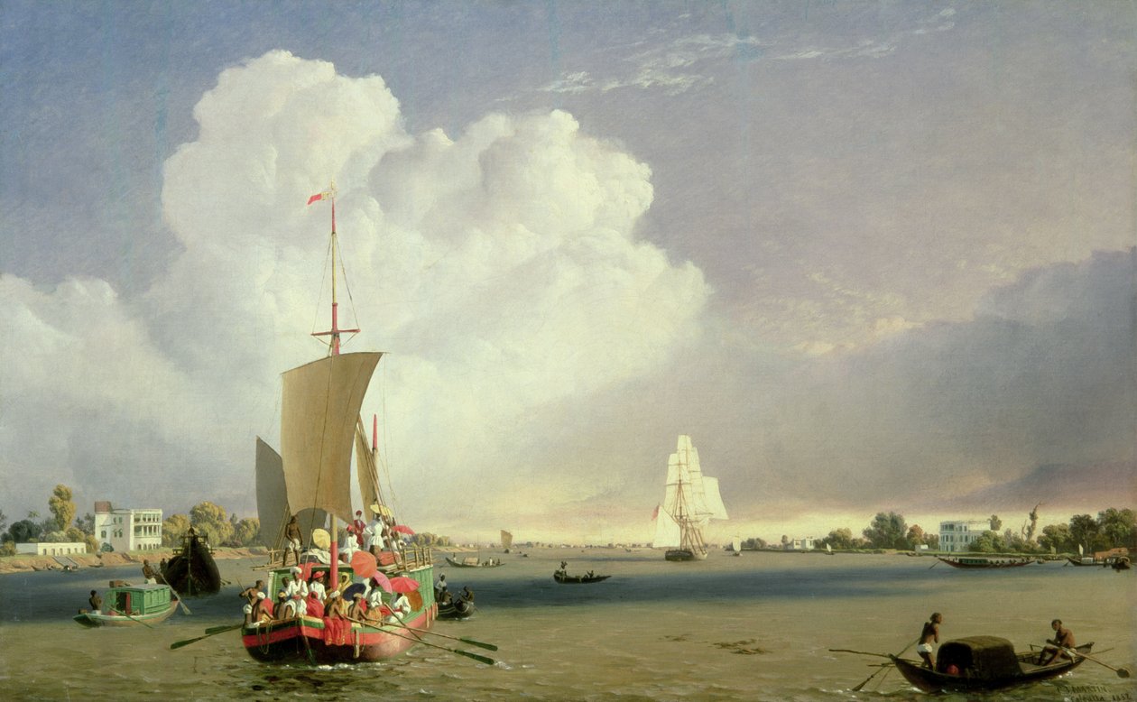 Hoogly-joella Garden Reachissa Kalkutan alapuolella, 1852. tekijältä C.J. Martin