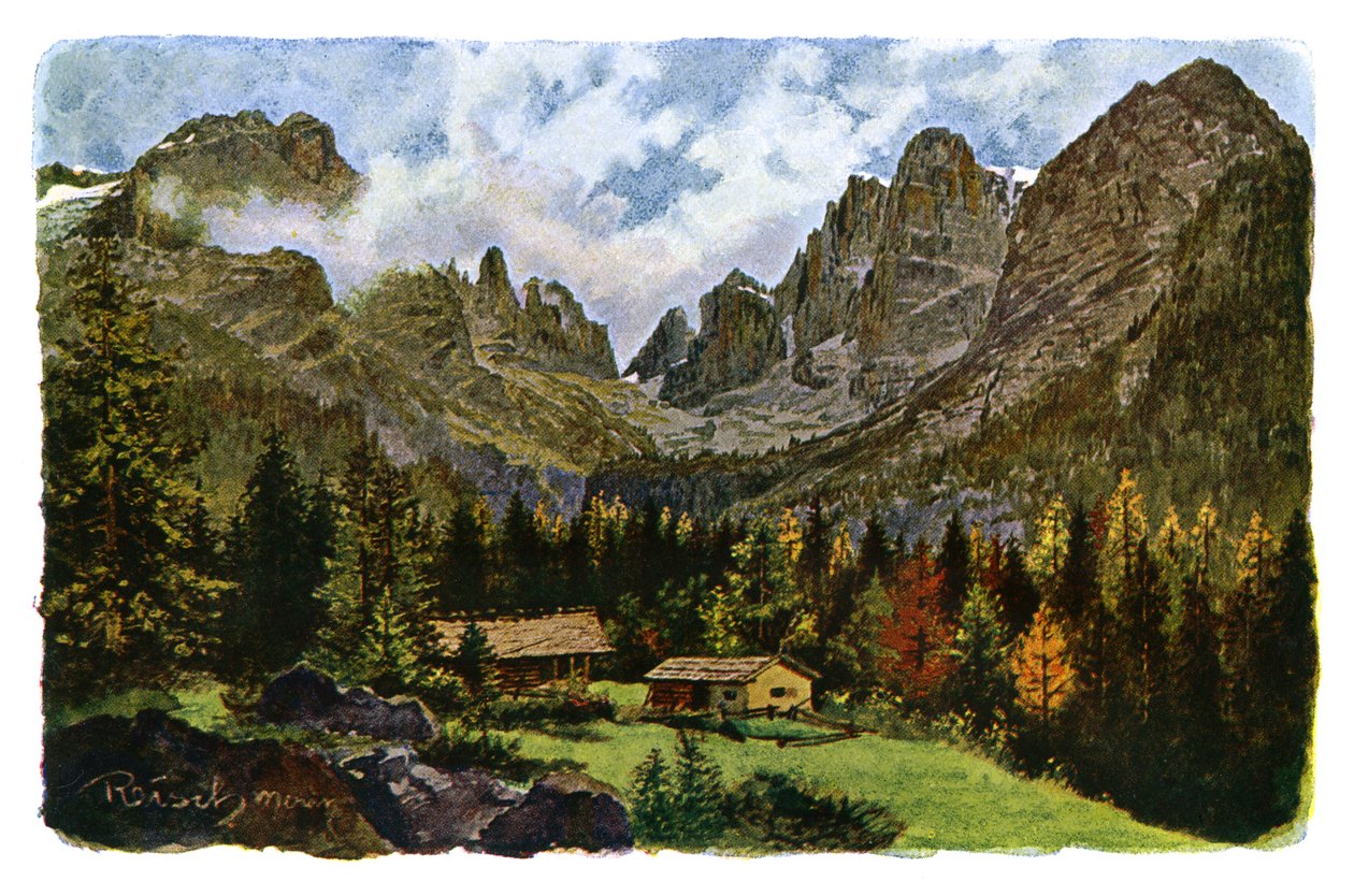 Nambino-järvi ja Brentagroup, Tiroli, 1901 tekijältä CM Reisch
