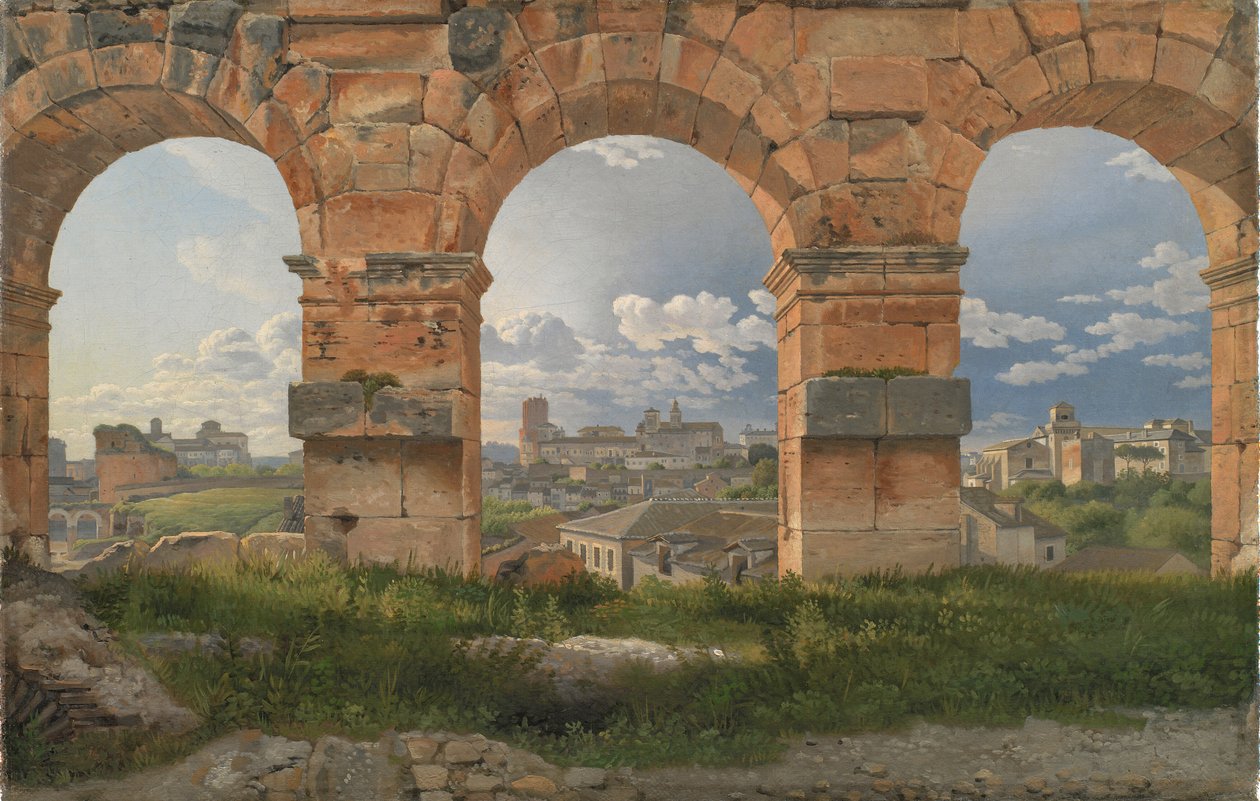 Näkymä Colosseumin kolmannen kerroksen kolmen kaaren läpi tekijältä Christoffer Wilhelm Eckersberg
