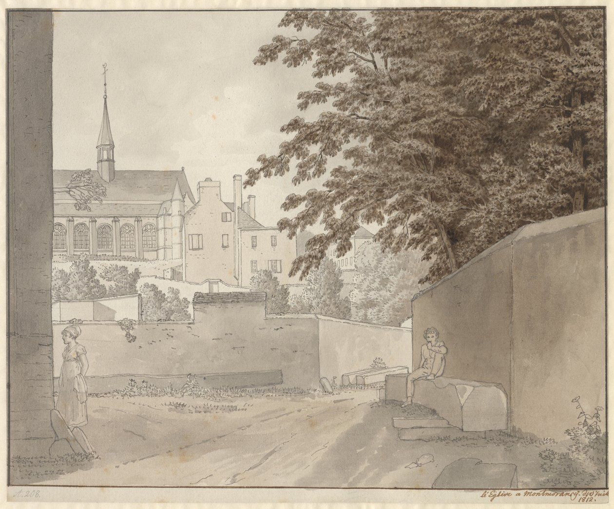 Saint-Martinin kirkossa Montmorencyssa, Pariisin pohjoispuolella, 10. heinäkuuta 1812 tekijältä Christoffer Wilhelm Eckersberg