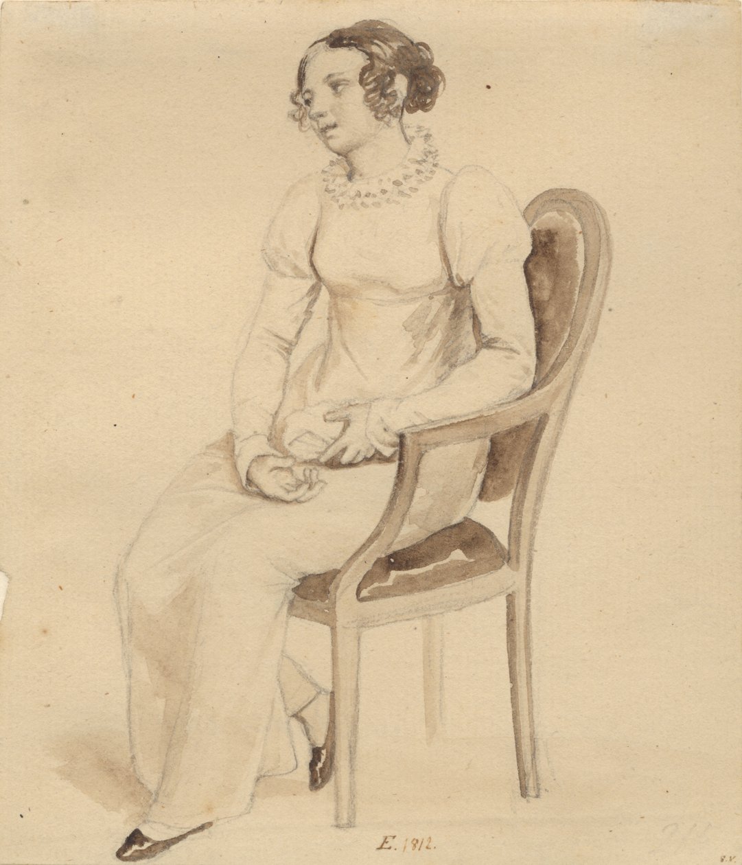 Nainen istuu nojatuolissa ikkunaa päin tekijältä Christoffer Wilhelm Eckersberg