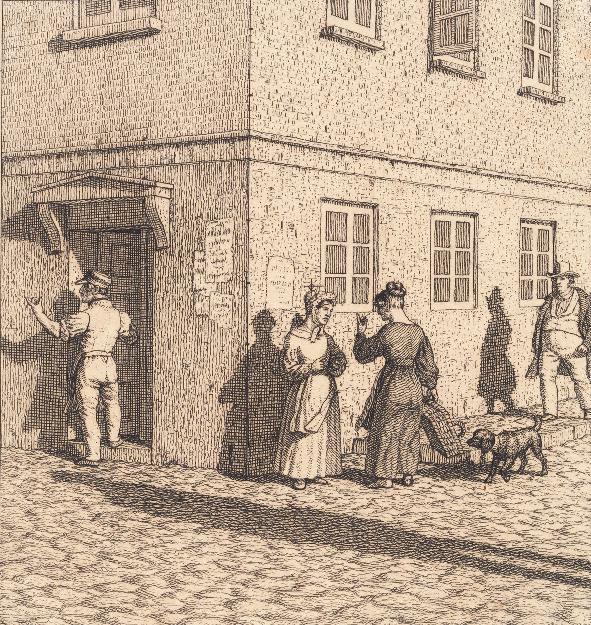 Kadun kulma. Kuva "Lineaarinen perspektiivi", levy VII tekijältä Christoffer Wilhelm Eckersberg