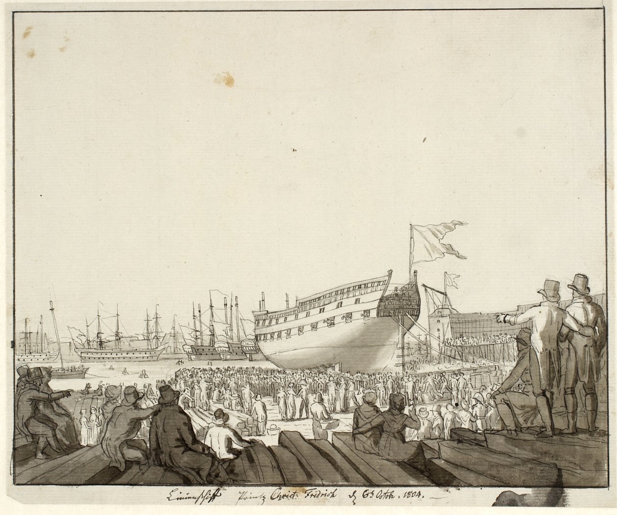 Linjalaiva Prins Christian Frederik ajaa karille tekijältä Christoffer Wilhelm Eckersberg