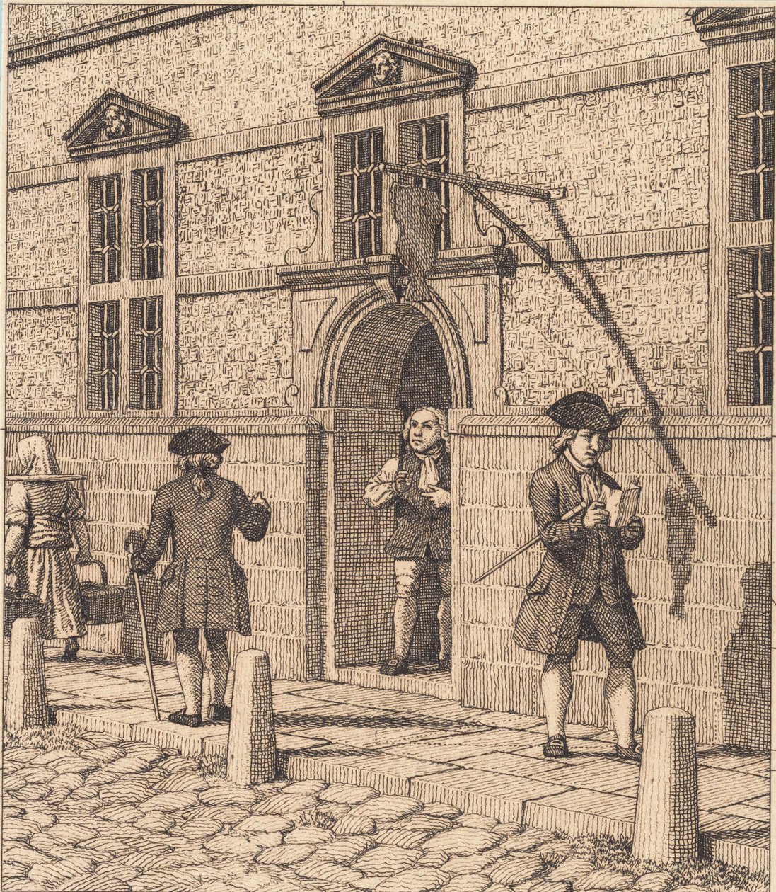 Paljon pörssin portaalia. Kuva "Lineaarinen perspektiivi", levy VI tekijältä Christoffer Wilhelm Eckersberg