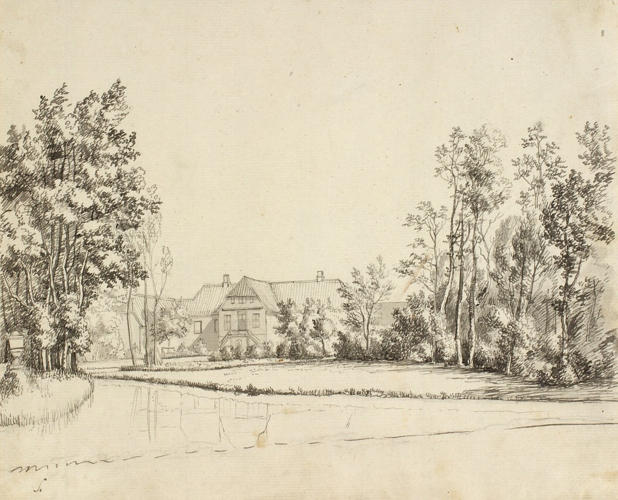 Sanderumgaard puutarhasta katsottuna tekijältä Christoffer Wilhelm Eckersberg