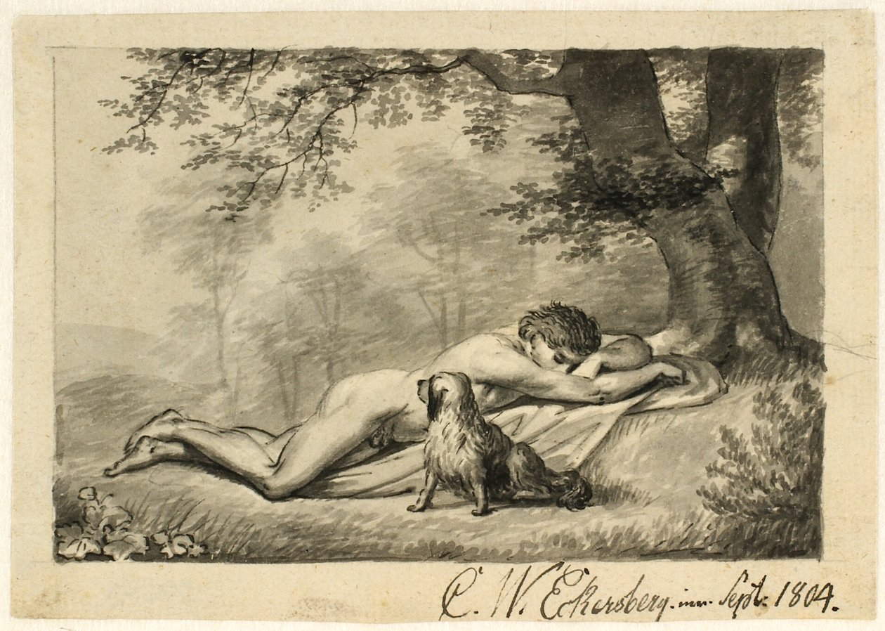 Nukkuu alaston poika seinällä tekijältä Christoffer Wilhelm Eckersberg
