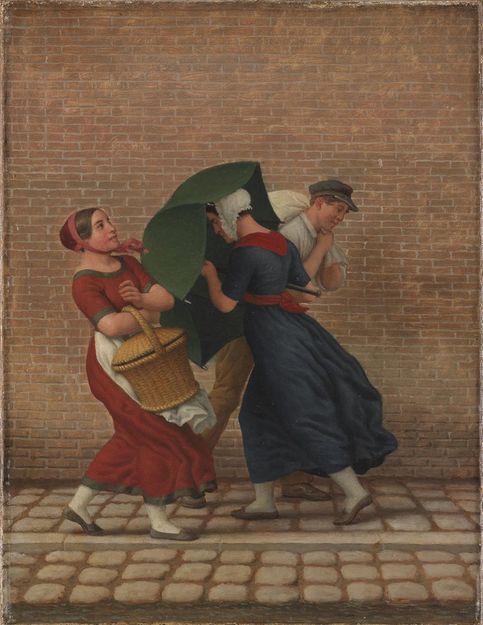 Katukuva tuulisella ja sateisella säällä tekijältä Christoffer Wilhelm Eckersberg