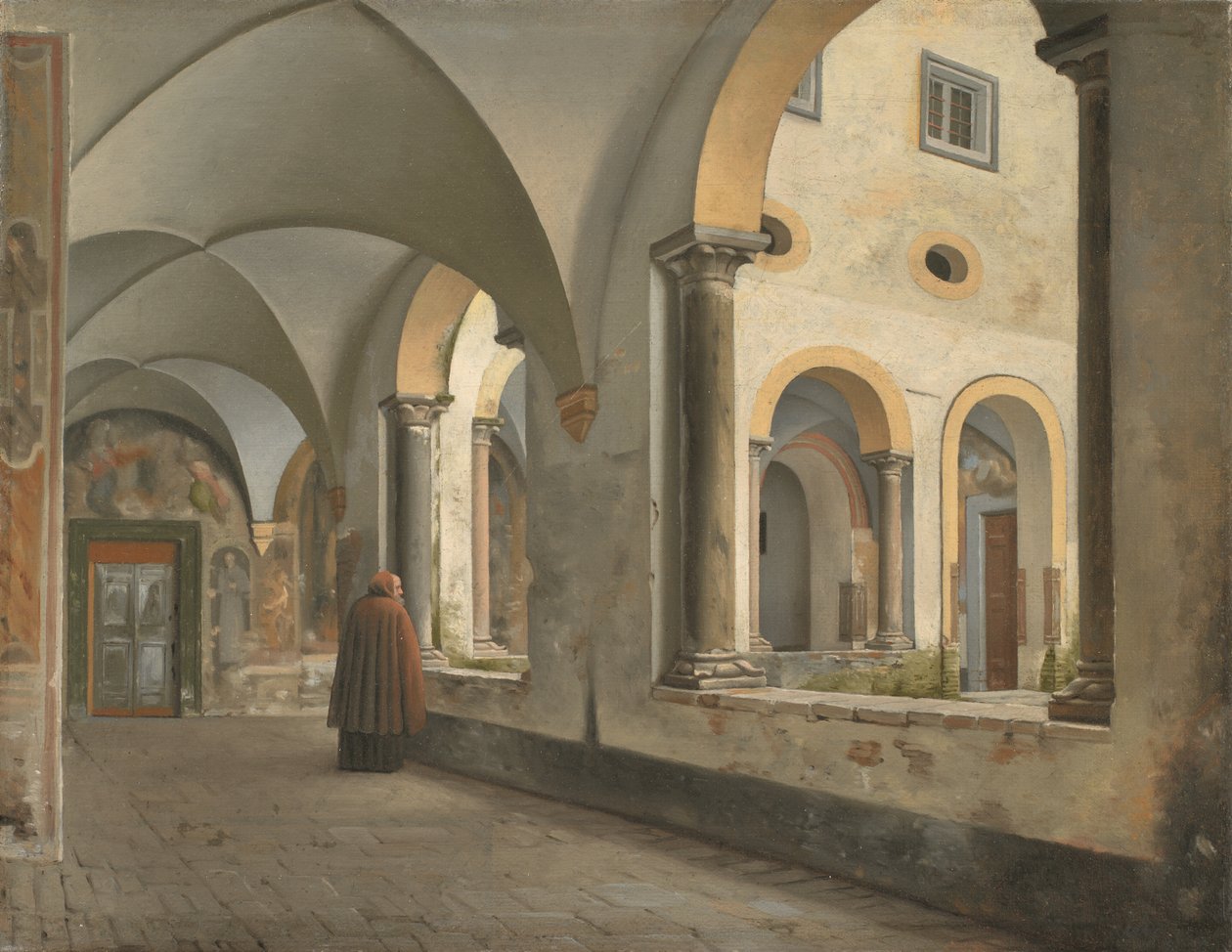 Fransiskaaniluostarin Santa Maria luostari Aracoelissa Roomassa tekijältä Christoffer Wilhelm Eckersberg