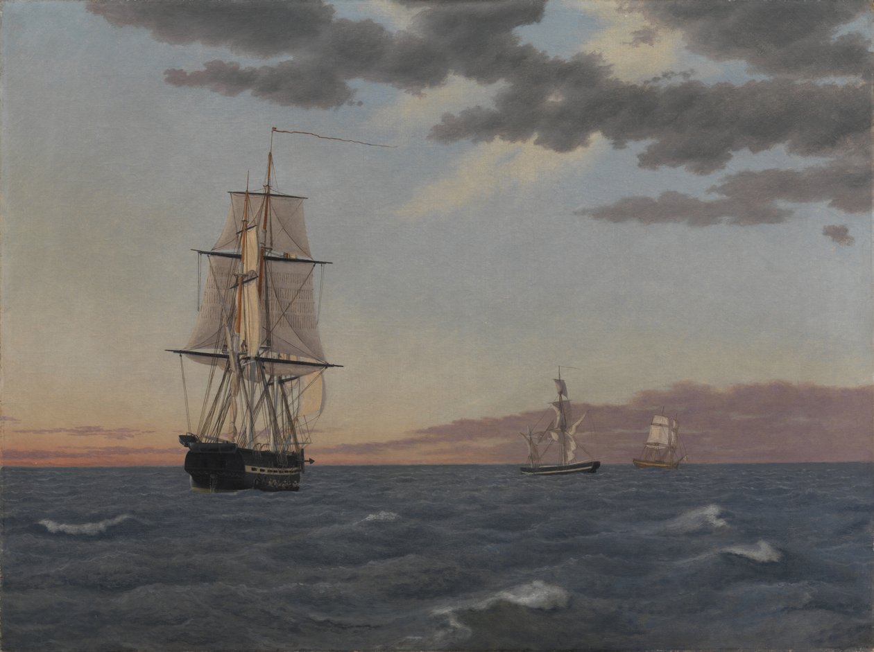 Corvette "Galathea" valehtelee lähettääkseen apua "St Jean" -prikille tekijältä Christoffer Wilhelm Eckersberg