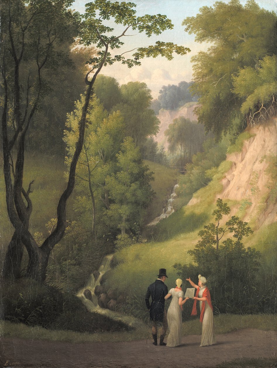 Paholaisen halkeama Liselundin kartanossa. Mønin saari tekijältä Christoffer Wilhelm Eckersberg
