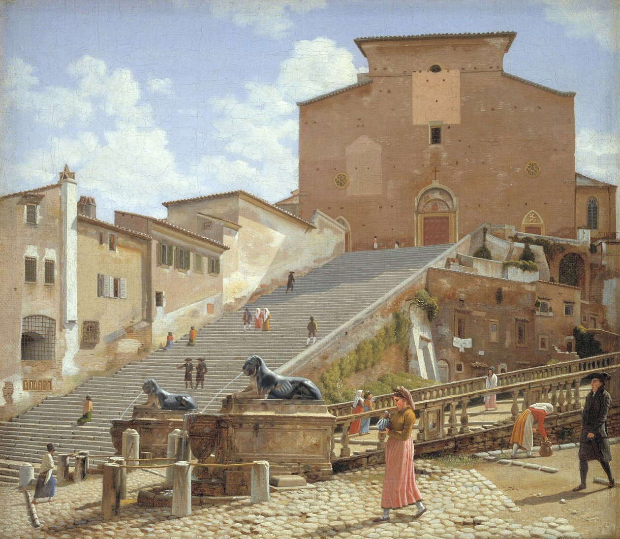 Marmoriportaat, jotka johtavat Santa Marian kirkkoon Aracoelissa Roomassa tekijältä Christoffer Wilhelm Eckersberg