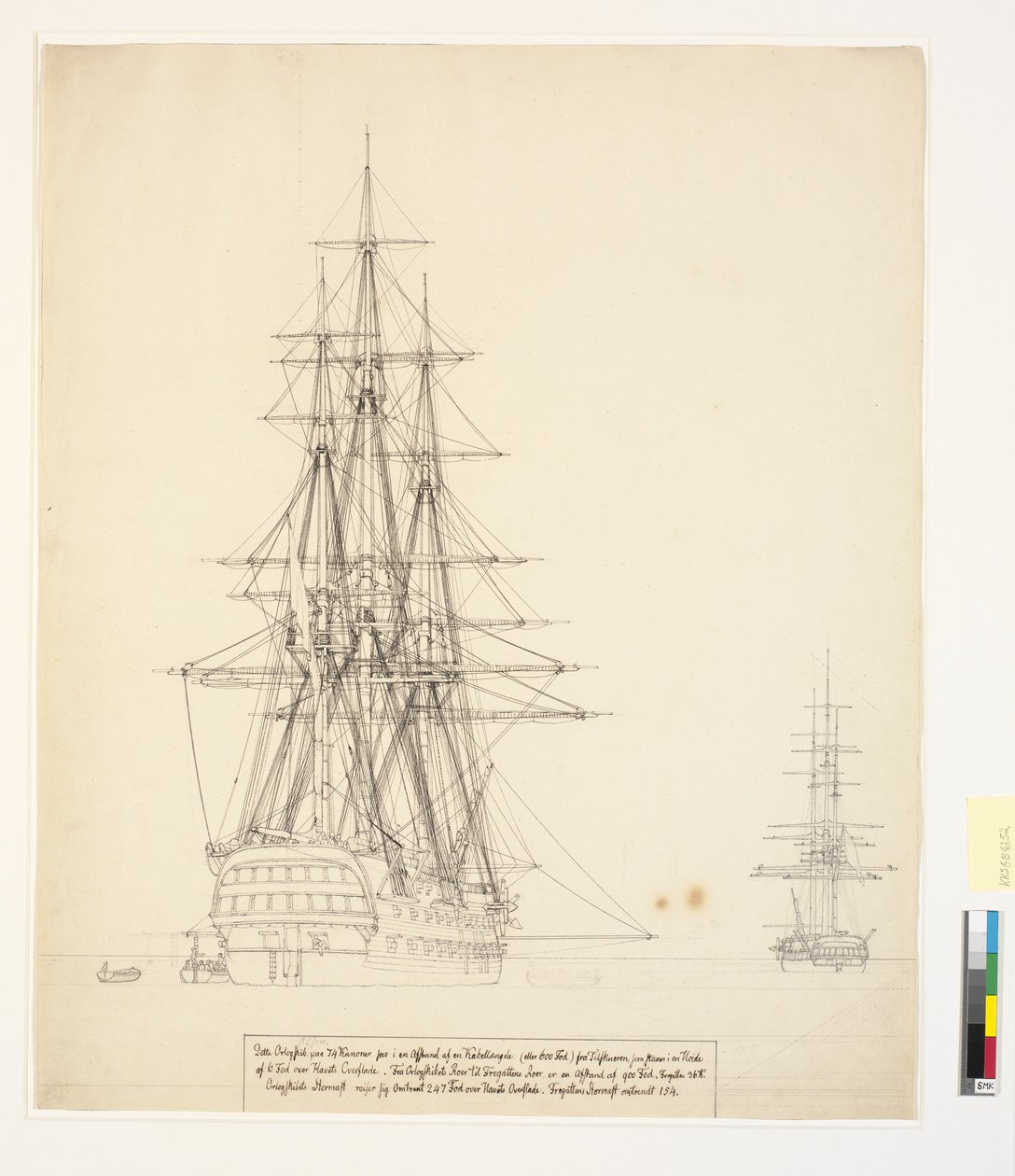 Venäjän linja-alus "Asow" ja fregatti ankkurissa Elsinoren teillä tekijältä Christoffer Wilhelm Eckersberg