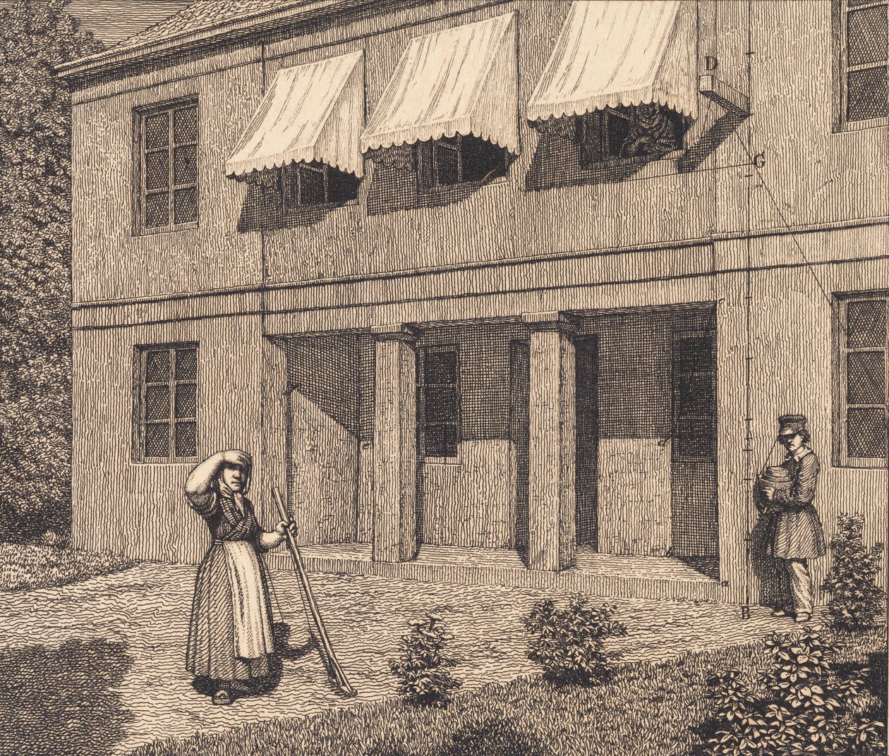 Villan ulkopuolella. Kuva "Lineaarinen perspektiivi", levy V tekijältä Christoffer Wilhelm Eckersberg