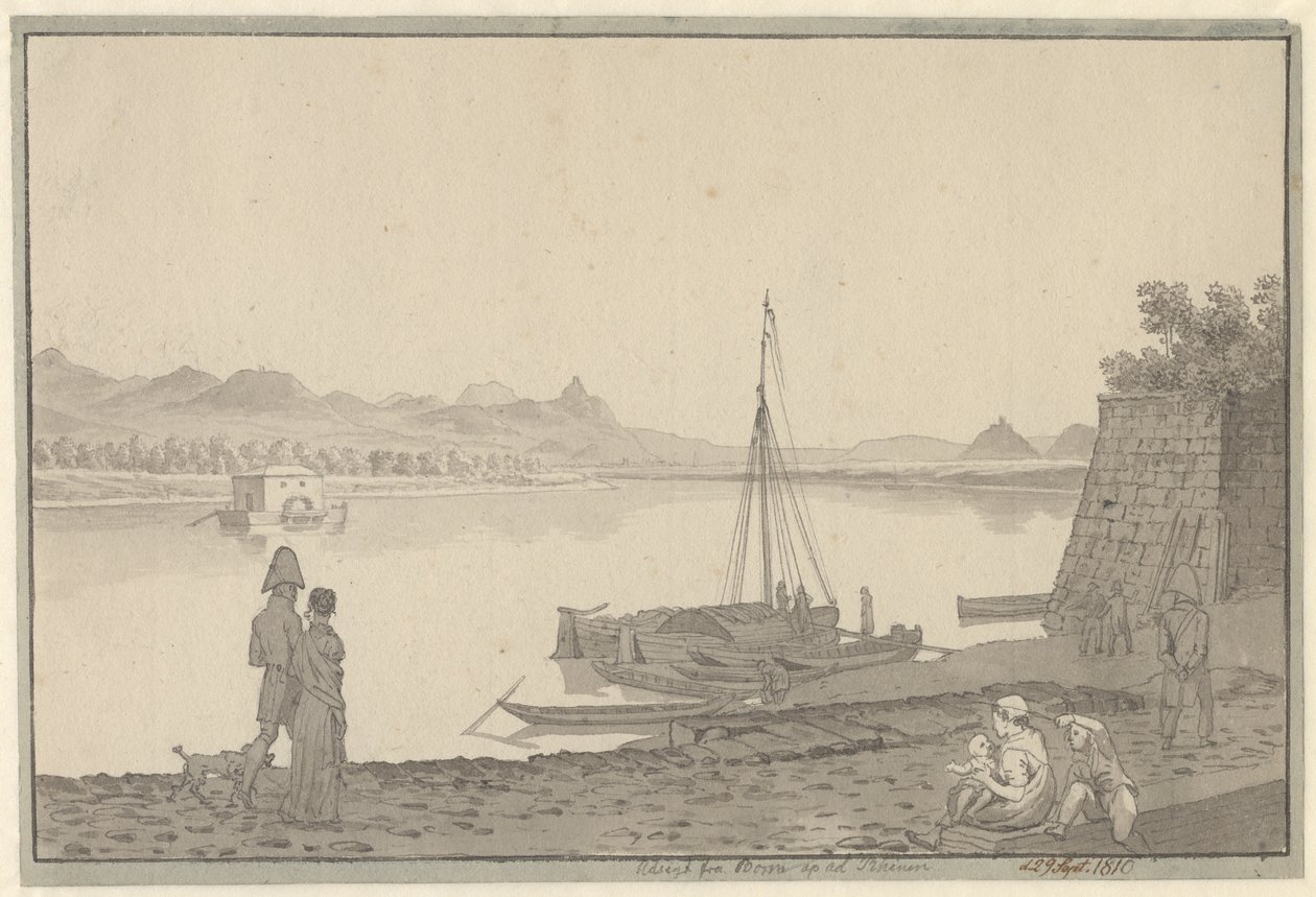 Näkymä Bonnista ylös Reinin tekijältä Christoffer Wilhelm Eckersberg