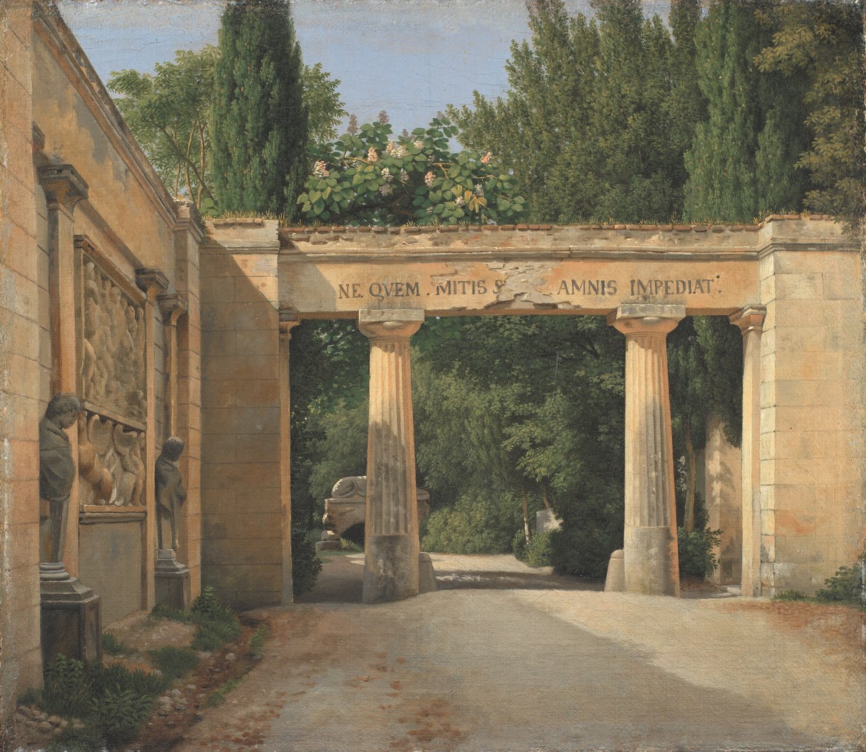 Näkymä Villa Borghesen puutarhaan Roomassa tekijältä Christoffer Wilhelm Eckersberg