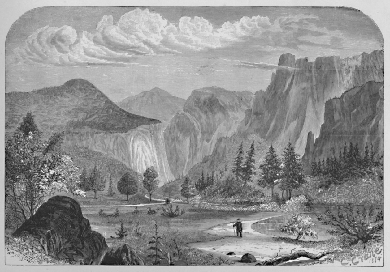 "Yosemiten laakso", 1874, 1883 tekijältä C Crane