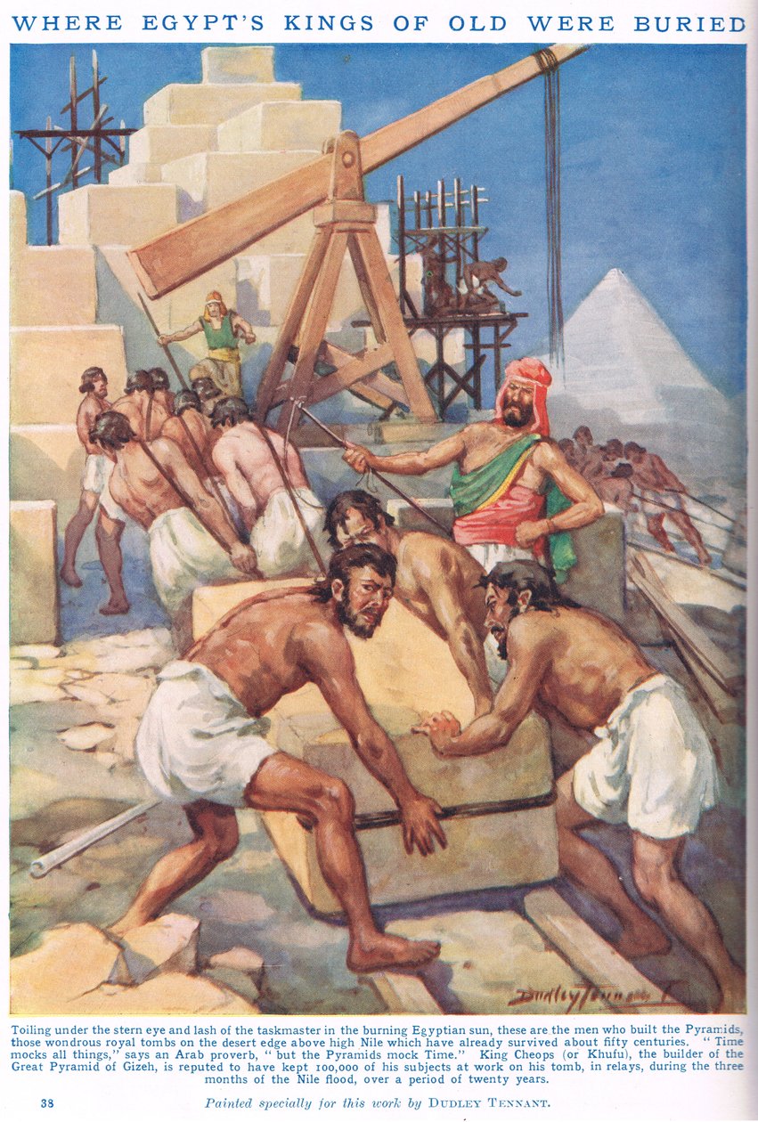 Mihin Egyptin muinaiset kuninkaat haudattiin, kuvitus "Newnesin kuvakirjasta" (väri litho) tekijältä C. Dudley Tennant