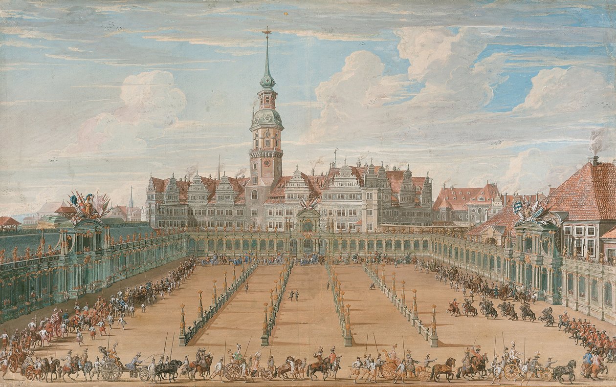 Naisten kehäkilpailujen paraati 6. kesäkuuta 1709 Dresdenissä 1710 tekijältä C. H. Fritzsche