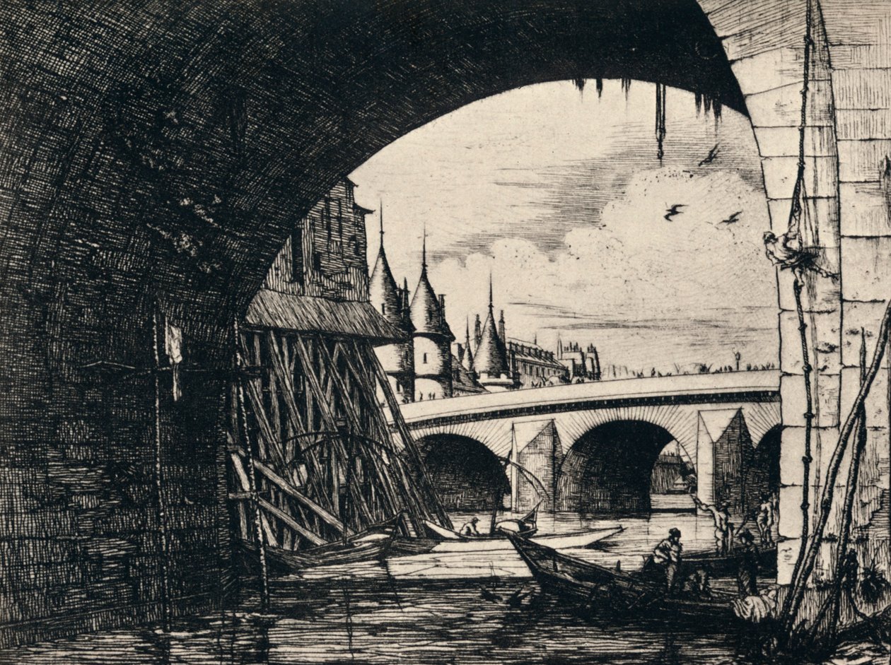 Pont Notre-Damen kaari, 1915 tekijältä C. H. Meryon