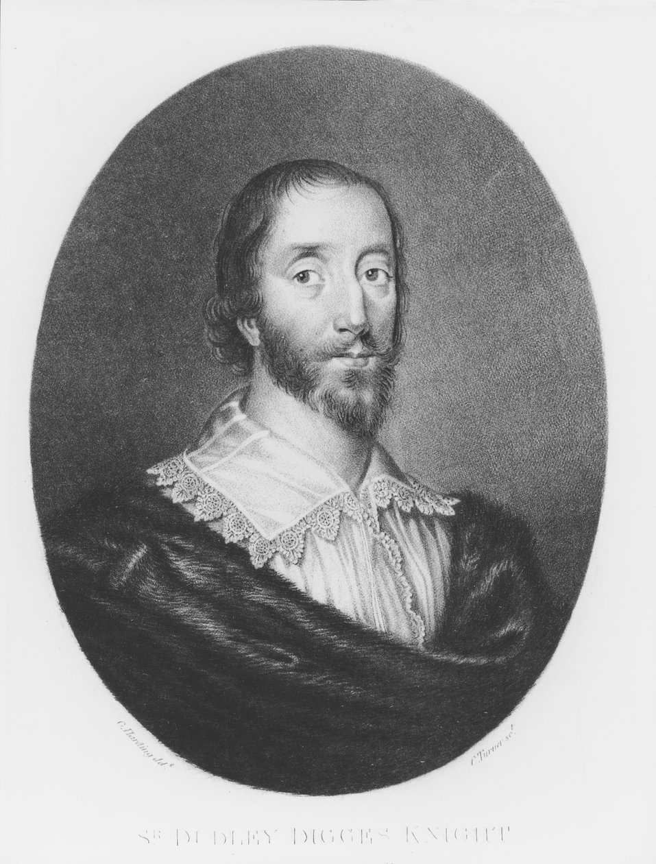 Sir Dudley Digges (1583-1639) kuvitus teoksesta "Ison-Britannian historian maineikkaiden hahmojen muotokuvat", kaivertanut Charles Turner (n. 1775-1857) (mezzotint) tekijältä C. Harding
