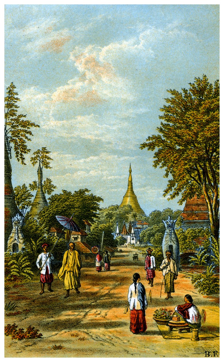 Shwe Dragon -pagodi, Rangoon, 1800-luku. tekijältä C Kegan Paul