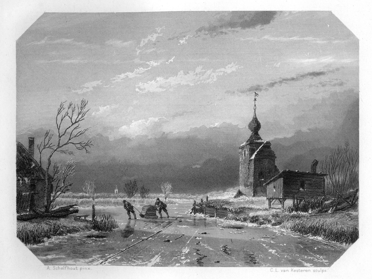Talvi 1740, Alankomaat, c1870 tekijältä Domenico del Barbiere
