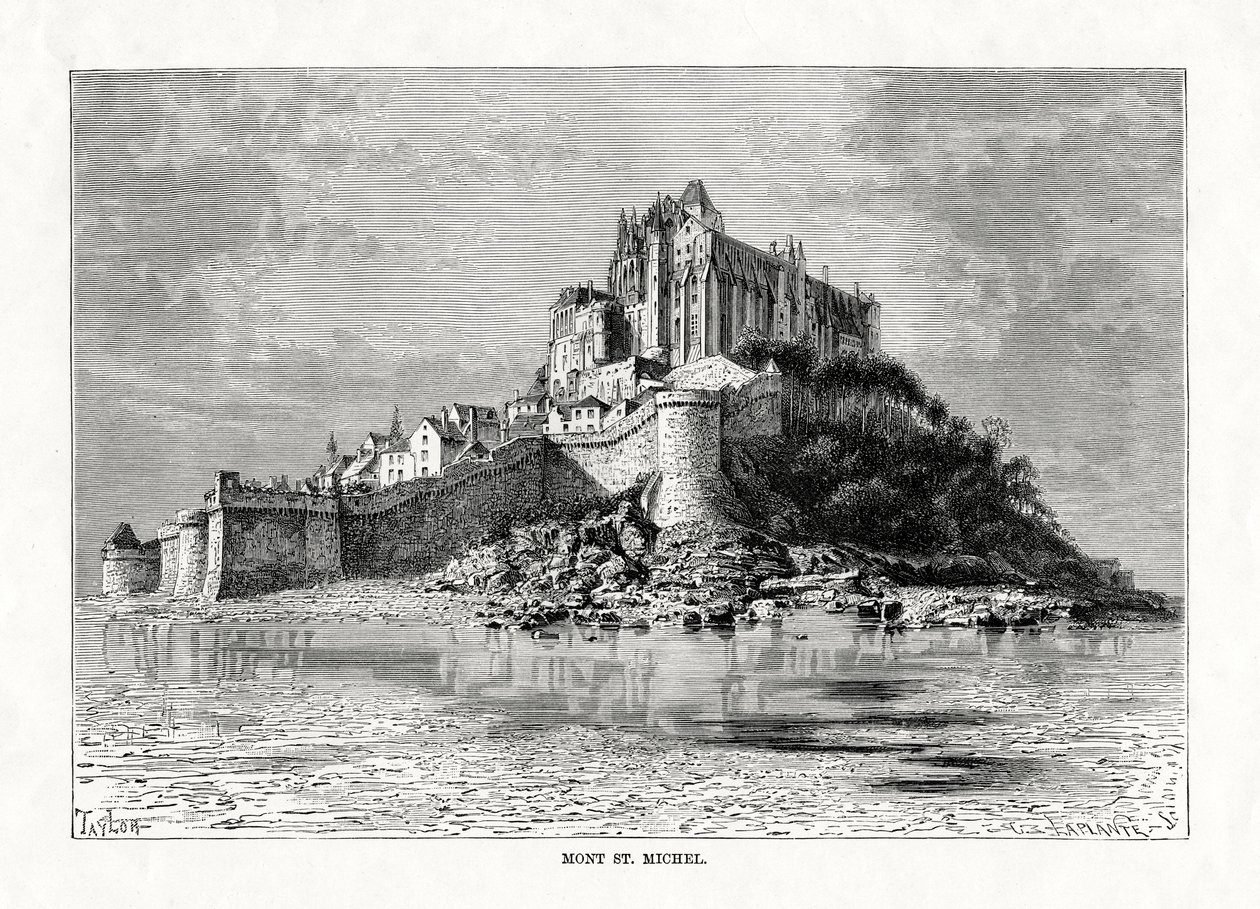 Mont-Saint-Michel, Normandia, Ranska, 1879 tekijältä C. Laplante