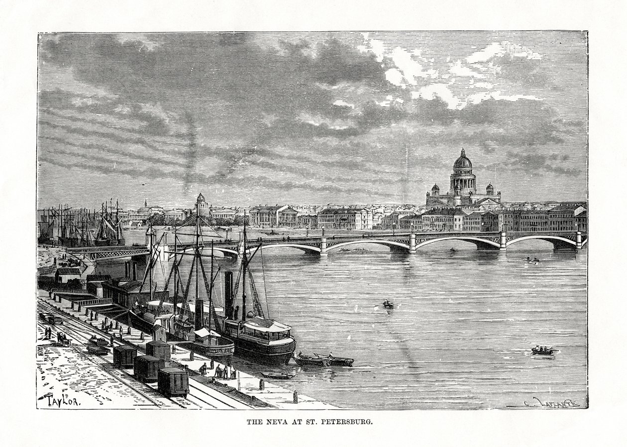 Neva-joki, Pietari, 1879 tekijältä C. Laplante