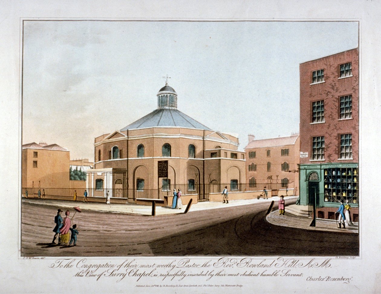 Surrey Chapel, Blackfriars Road, Southwark, Lontoo, 1816 tekijältä C Rosenberg