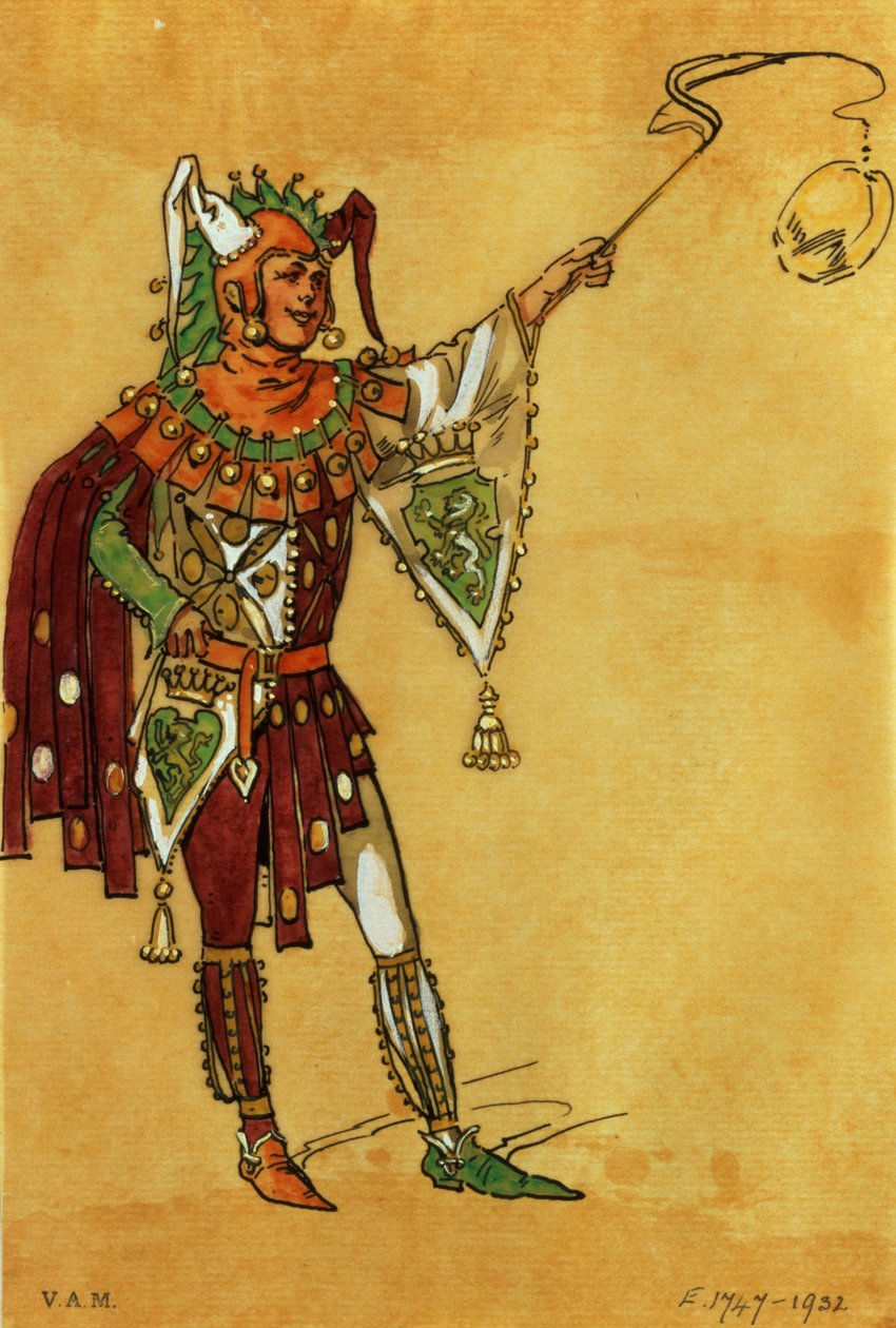 Pukusuunnittelu jesterille Kesäyön unelmaan, n. 1881-93 tekijältä C. Wilhelm