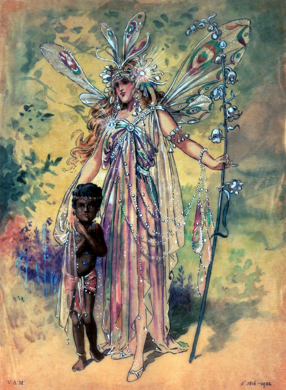 Titania, juhannusyön unelman pukusuunnittelu, R. Courtneidgen tuotanto Princes-teatterissa, Manchesterissa tekijältä C. Wilhelm