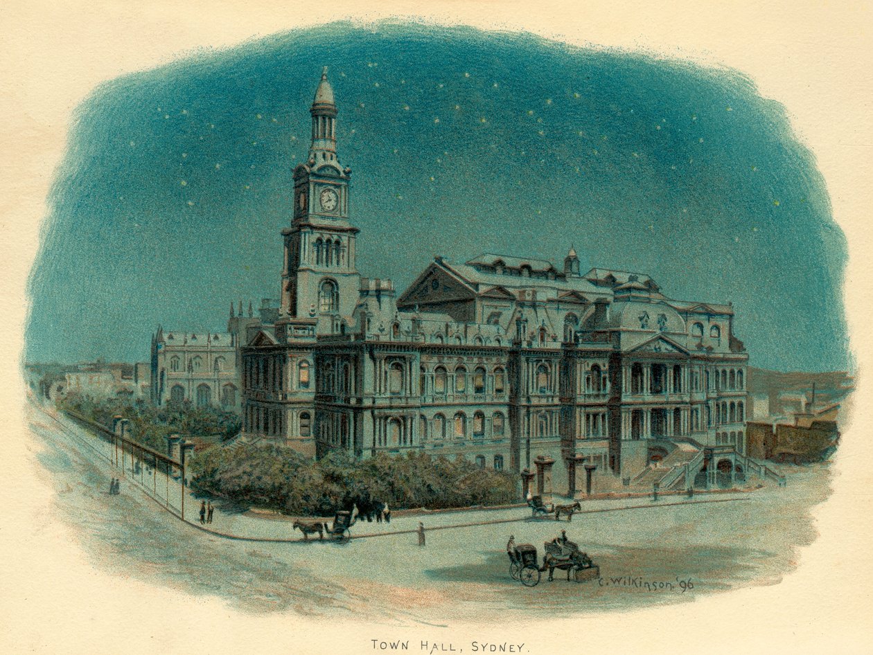 Town Hall, Sydney, Uusi Etelä-Wales, Australia, 1896. tekijältä C. Wilkinson