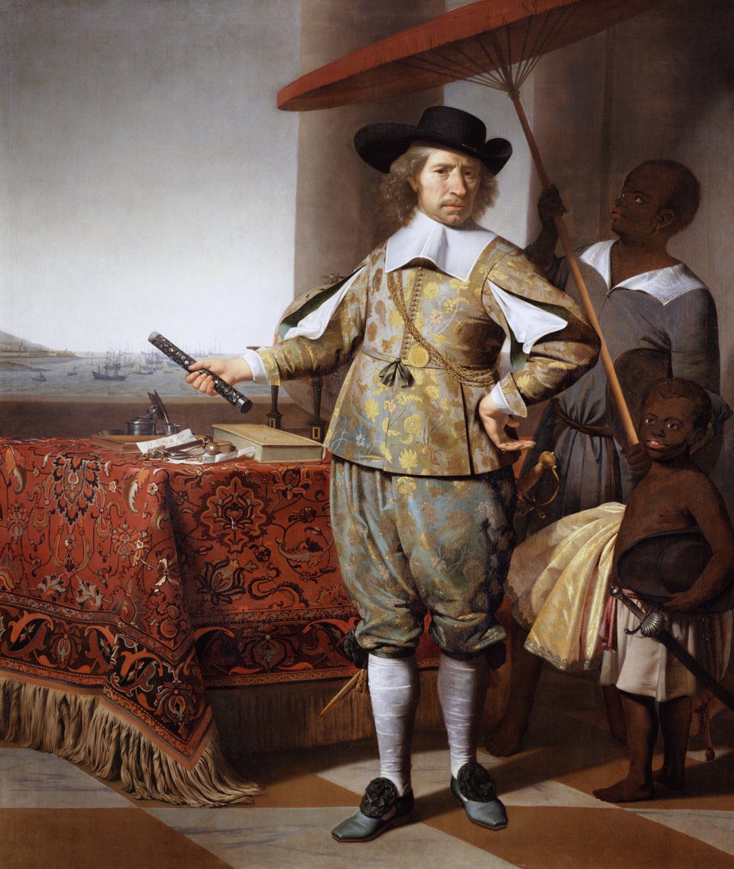 Hollanti: Wollebrant Geleynssen de Jonghin (1594-1674) muotokuva Wollebrand Geleynsz de Jonghin (1594-1674) muotokuva, jossa on palvelija ja lapsi. tekijältä Caesar van Everdingen