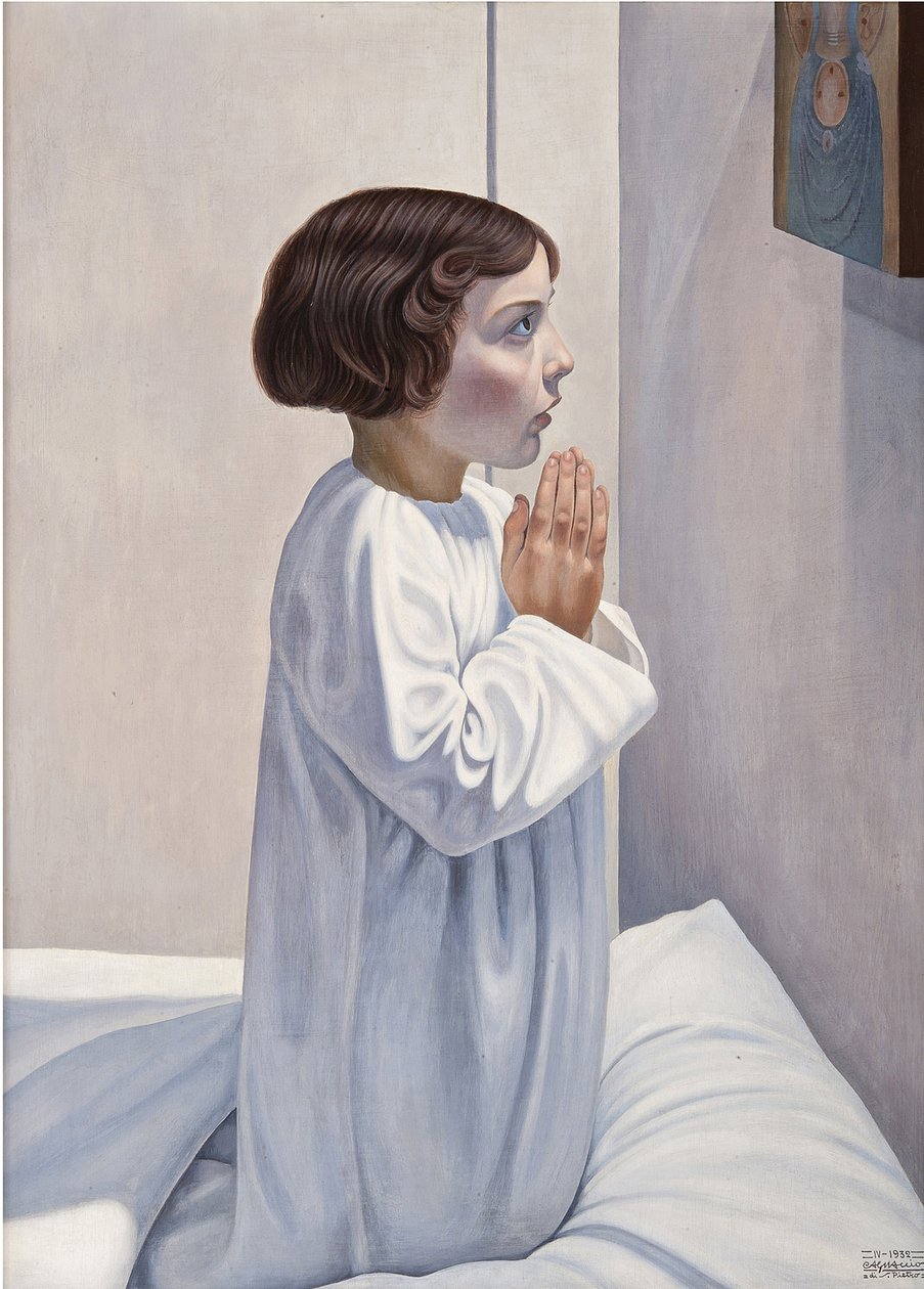 Rukous (la priere) Cagnaccio di San Pietrossa (1897-1946). Öljy puulle, koko: 80x60 tekijältä Cagnaccio di San Pietro