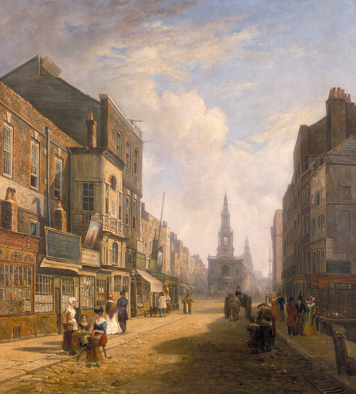 "The Strand, katsot itään Exeter Changesta", n. 1824 tekijältä Caleb Robert Stanley