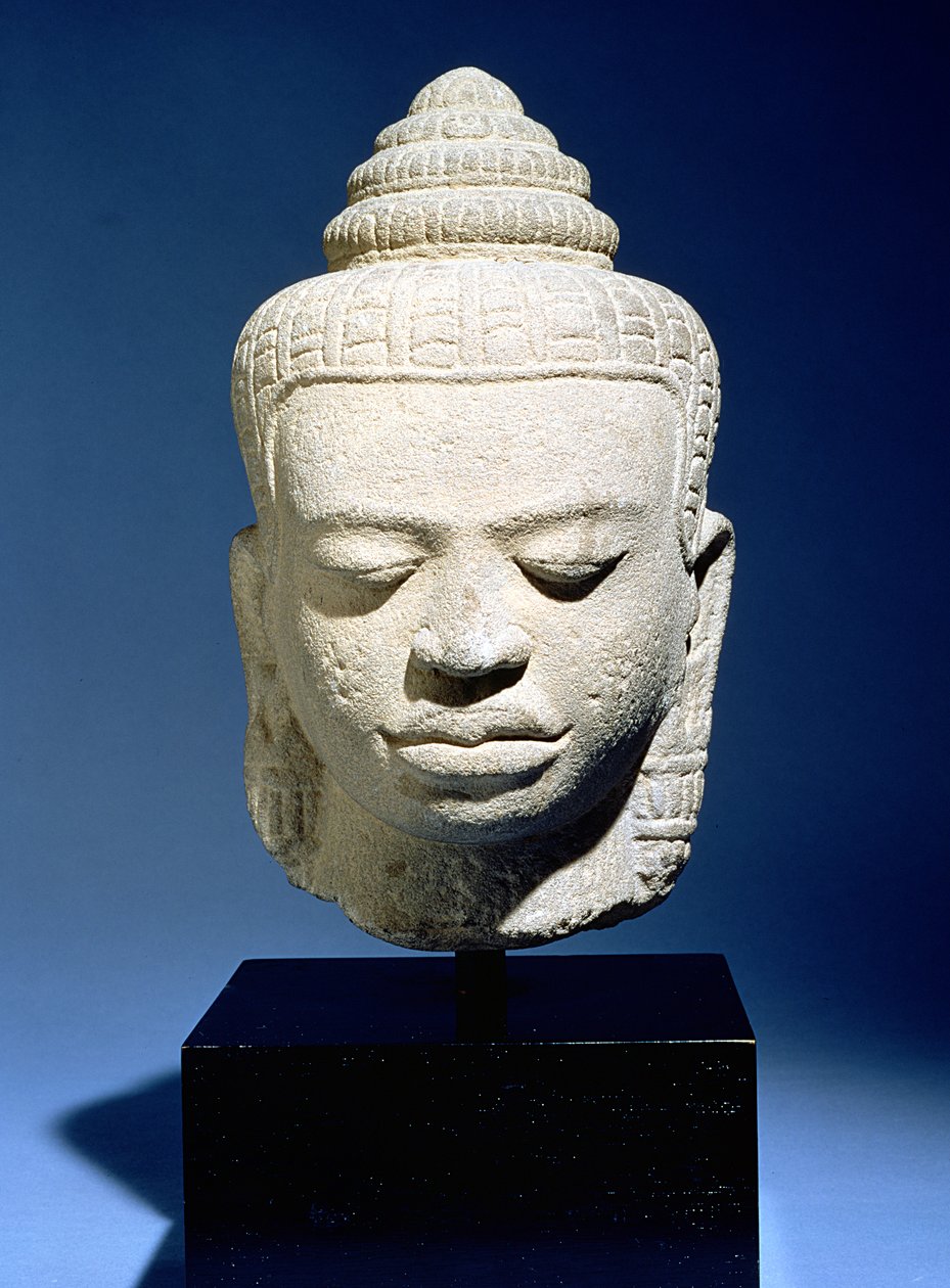 Buddhan pää, khmeriläinen, kambodžalainen, noin 1100-1200-luku (hiekkakivi) tekijältä Cambodian School
