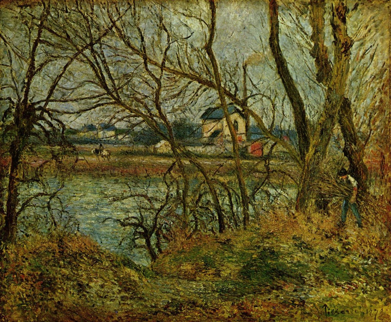 Bords de lOise, près de Pontoise, temps gris tekijältä Camille Jacob Pissarro