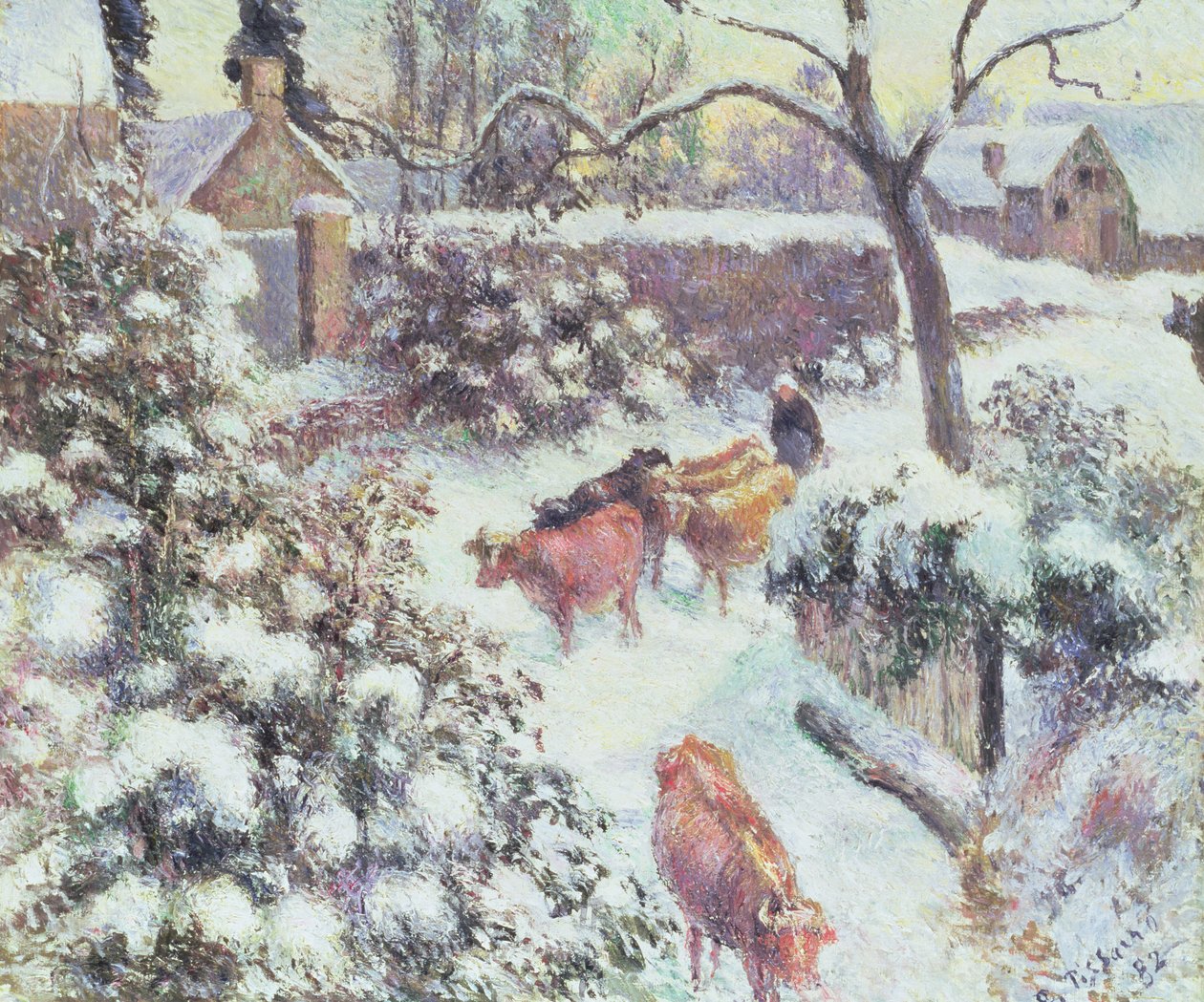 Effet de Neige ja Montfoucault, 1882 tekijältä Camille Jacob Pissarro