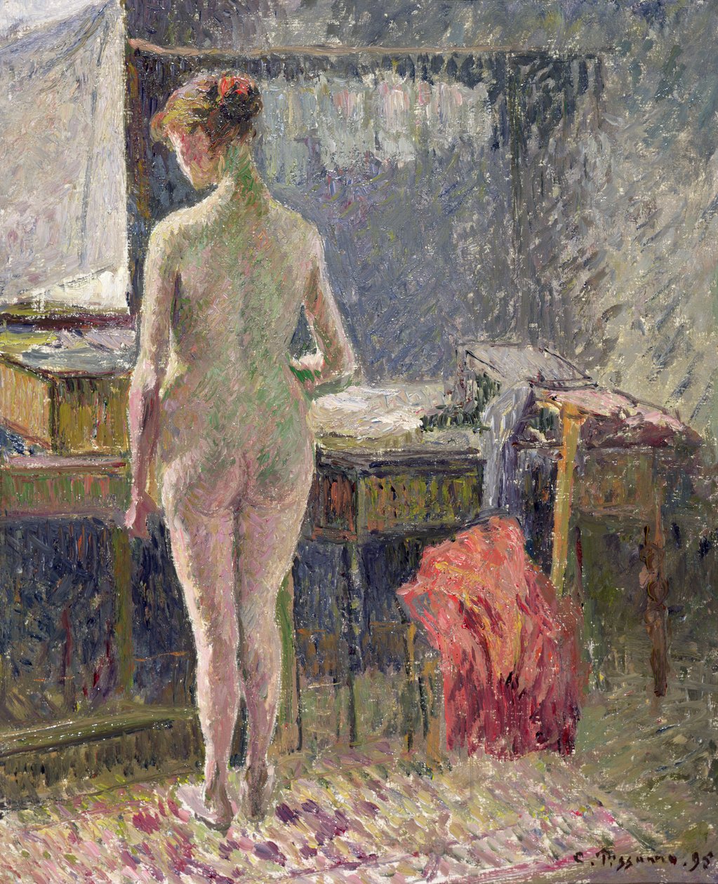 Naisen alastonkuva takaa katsottuna, 1895 tekijältä Camille Jacob Pissarro