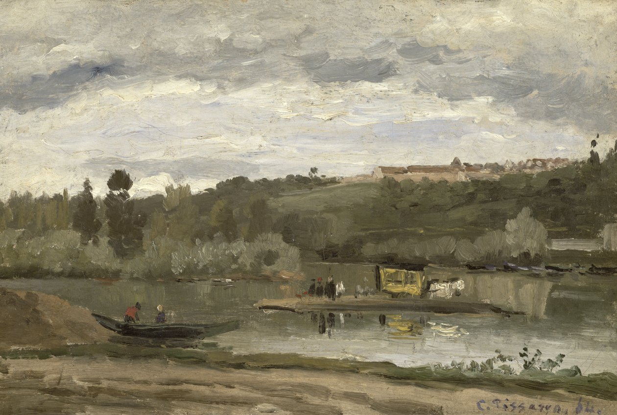 Lautta Varenne-Saint-Hilairessa, 1864 tekijältä Camille Jacob Pissarro