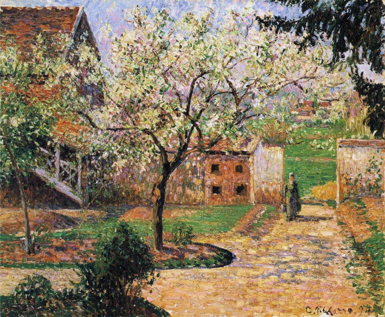 Kukkiva luumupuu, Eragny tekijältä Camille Jacob Pissarro