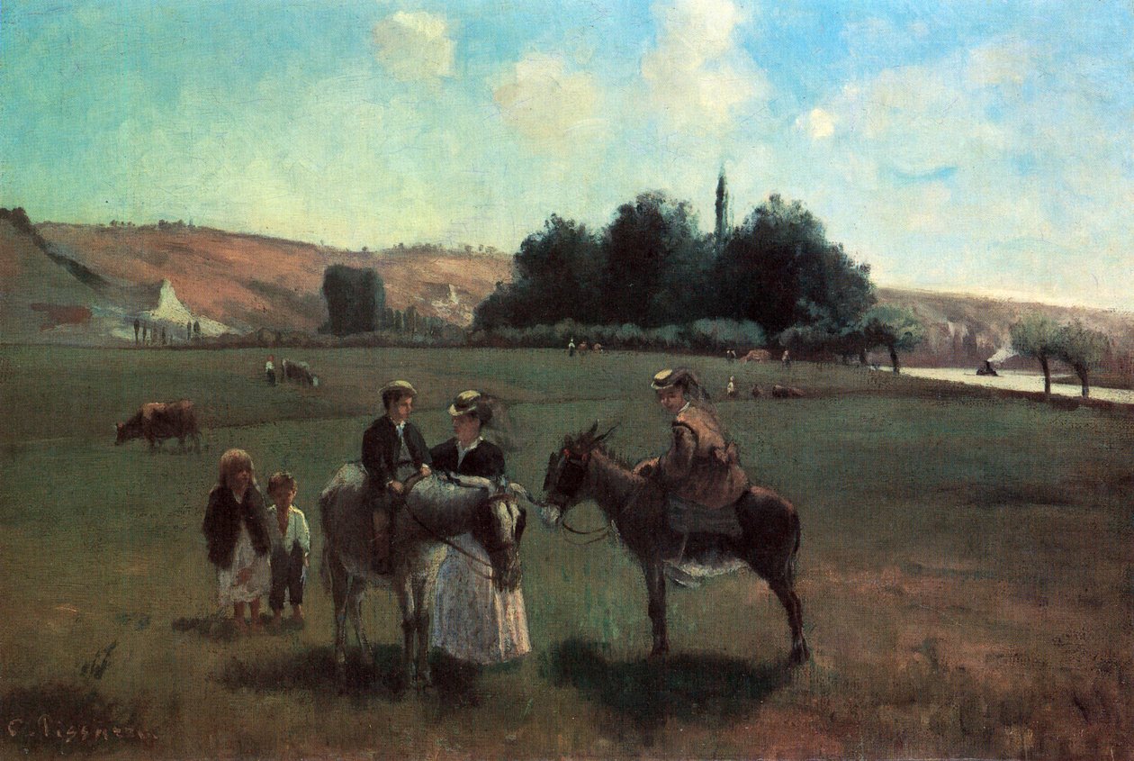 La Promenade à âne à La Roche-Guyon tekijältä Camille Jacob Pissarro