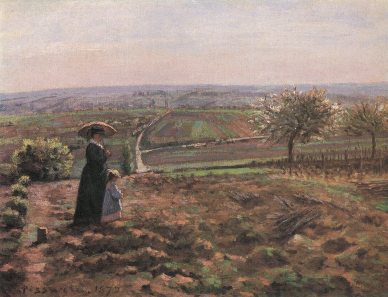 La Route de Rouen, les hauteurs de l´Hautil, Pontoise tekijältä Camille Jacob Pissarro