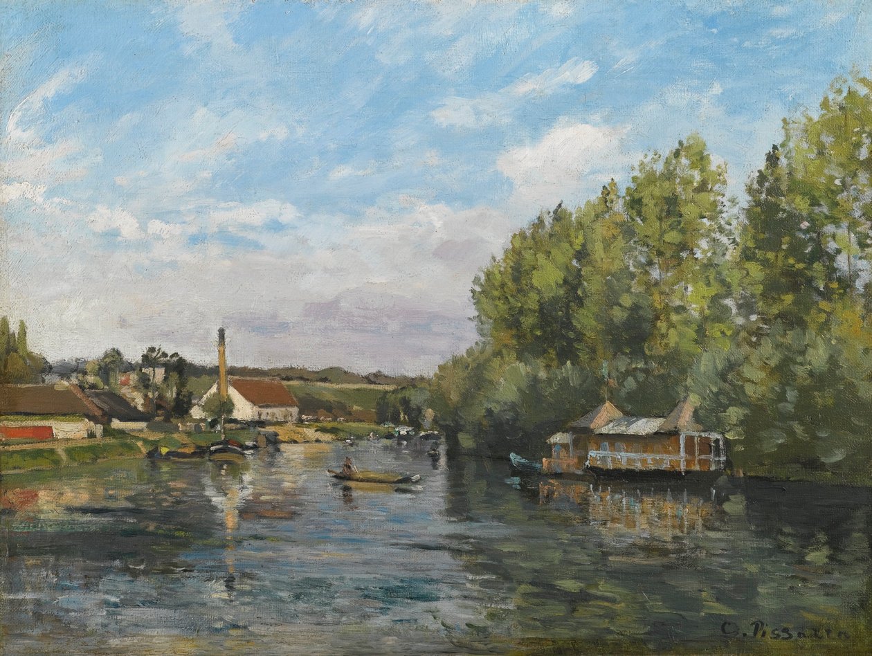 La Seine ja Port-Marly tekijältä Camille Jacob Pissarro